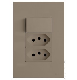 Conjunto 1 Interruptor Simples + 2 Tomadas 10a 4x2 - RECTA FENDI SATIN FOSCO